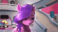 Size: 1280x716 | Tagged: safe, screencap, pipp petals, zipp storm, pegasus, pony, g5, hoof done it?, my little pony: make your mark, my little pony: make your mark chapter 2, spoiler:g5, spoiler:my little pony: make your mark chapter 2, spoiler:mymc02e07, animated, butt, cutie mark, female, flying, gif, glowing, glowing cutie mark, mare, plot, royal sisters (g5), siblings, sisters, smiling, surprised, zippbutt