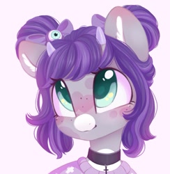 Size: 1009x1035 | Tagged: safe, artist:melodylibris, oc, oc only, pony, choker, freckles, horns, solo