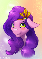 Size: 2480x3508 | Tagged: safe, artist:rainihorn, pipp petals, pegasus, pony, g5, adorapipp, blushing, bust, cute, female, floppy ears, headband, high res, looking at you, mare, portrait, smiling, smiling at you