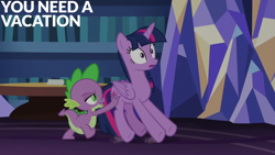 Size: 1280x720 | Tagged: safe, edit, edited screencap, editor:quoterific, screencap, spike, twilight sparkle, alicorn, pony, g4, once upon a zeppelin, twilight sparkle (alicorn), twilight's castle