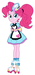 Size: 1088x2312 | Tagged: artist needed, source needed, safe, pinkie pie, equestria girls, female, server pinkie pie, simple background, solo, transparent background, vector, waitress