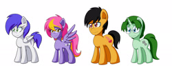 Size: 2047x856 | Tagged: safe, artist:jake heritagu, tornado bolt, oc, oc:blazing wind, oc:rushing heart, oc:turning gears, earth pony, pegasus, pony, unicorn