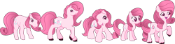 Size: 2875x737 | Tagged: safe, artist:muhammad yunus, oc, oc only, oc:annisa trihapsari, earth pony, pony, g1, g2, g3, g4, g5, earth pony oc, female, happy, mare, medibang paint, open mouth, simple background, smiling, solo, timeline, transparent background