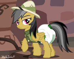 Size: 1280x1024 | Tagged: safe, artist:thunderdasher07, daring do, pegasus, pony, g4, adult diaper, clean diaper, diaper, diaper butt, diaper fetish, diapered, female, fetish, fluffy, lidded eyes, looking back, mare, non-baby in diaper, poofy diaper, rear view, show accurate, solo, tail, tail hole, wetness indicator, white diaper