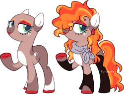 Size: 2951x2252 | Tagged: safe, artist:kurosawakuro, oc, earth pony, pony, bald, bandana, base used, body freckles, clothes, colored hooves, ear piercing, earring, earth pony oc, eyeshadow, female, freckles, green eyes, high res, jewelry, lipstick, makeup, mare, piercing, ponified, raised hoof, roman torchwick, simple background, solo, stockings, thigh highs, transparent background