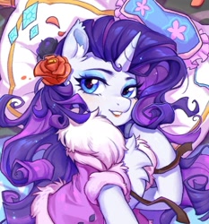 Size: 962x1033 | Tagged: safe, artist:千雲九枭, rarity, pony, unicorn, g4, bed, blindfold, chest fluff, clothes, cute, female, flower, mare, on bed, pajamas, pillow, raribetes, solo