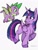 Size: 750x1000 | Tagged: safe, artist:m00nstonee, spike, twilight sparkle, alicorn, dragon, pony, g4, cloven hooves, duo, female, flying, male, mare, simple background, twilight sparkle (alicorn), white background, winged spike, wings