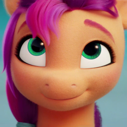 Size: 800x800 | Tagged: safe, screencap, sunny starscout, earth pony, pony, g5, my little pony: a new generation, spoiler:my little pony: a new generation, cropped, cute, female, looking up, mare, smiling, sunnybetes