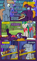 Size: 1920x3168 | Tagged: safe, artist:alexdti, oc, oc only, oc:brainstorm (alexdti), oc:purple creativity, oc:star logic, pegasus, pony, unicorn, comic:quest for friendship, common ground, g4, student counsel, the point of no return, apple, apple tree, book, buckball, comic, dialogue, ears back, female, floppy ears, folded wings, glasses, glowing, glowing horn, high res, hooves, horn, implied twilight sparkle, lidded eyes, looking at someone, lying down, male, mare, narrowed eyes, on back, open mouth, pegasus oc, petrification, raised hoof, speech bubble, stallion, standing, tree, twilight's castle, two toned mane, underhoof, unicorn oc, wings