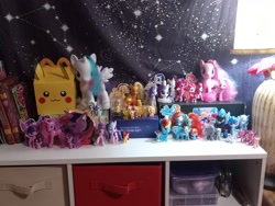 Size: 4160x3120 | Tagged: safe, apple bloom, applejack, derpy hooves, dj pon-3, fluttershy, pinkie pie, princess cadance, princess celestia, rainbow dash, rarity, shining armor, spike, starlight glimmer, thunderlane, trixie, twilight sparkle, vinyl scratch, zipp storm, alicorn, dragon, earth pony, pegasus, pikachu, pony, unicorn, equestria girls, g4, g4.5, g5, journal of the two sisters, book, chibi, collection, cutie mark crew, elements of harmony, figurine, happy meal, heart, in love, irl, mane six, one of these things is not like the others, photo, pokémon, shadowbolts, toy, twilight sparkle (alicorn)
