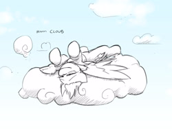 Size: 4000x3000 | Tagged: safe, artist:captainhoers, spitfire, pegasus, pony, cloud, cute, dialogue, female, high res, lidded eyes, lying down, lying on a cloud, mare, on a cloud, on back, partial color, silly, solo, spread wings, upside down, wings
