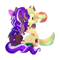 Size: 1920x1921 | Tagged: safe, artist:yukkimo, oc, oc only, earth pony, pegasus, pony, bow, female, hair bow, mare, simple background, transparent background