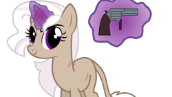 Size: 1800x1013 | Tagged: safe, artist:kusochekcat, oc, oc only, oc:valkiria, pony, unicorn, animated, bullet, commission, female, gif, glowing, glowing horn, grin, gun, gun twirling, handgun, horn, leonine tail, magic, mare, markings, multiple horns, raised hoof, revolver, scar, shooting, simple background, smiling, solo, tail, telekinesis, white background, ych result