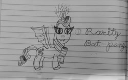 Size: 602x378 | Tagged: safe, artist:jazepony, rarity, bat pony, g4, bat ponified, lined paper, notebook, race swap, raribat, solo, traditional art