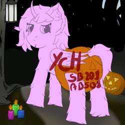 Size: 3000x3000 | Tagged: safe, artist:spiroudada, pegasus, pony, unicorn, adult foal, candle, clothes, commission, diaper, diaper fetish, fetish, fluffy, halloween, high res, holiday, jack-o-lantern, moon, night, non-baby in diaper, pumpkin, solo, spooky, tree, ych sketch, your character here