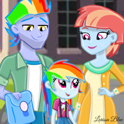 Size: 900x900 | Tagged: safe, artist:mlplary6, bow hothoof, rainbow dash, windy whistles, human, equestria girls, g4, cute, dashabetes, family, father and child, father and daughter, female, like father like daughter, like mother like daughter, like parent like child, male, mother and child, mother and daughter, smiling, stubble, young, younger