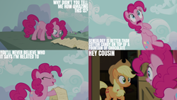 Size: 4400x2475 | Tagged: safe, edit, edited screencap, editor:quoterific, screencap, applejack, pinkie pie, g4, pinkie apple pie