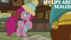 Size: 1920x1080 | Tagged: safe, edit, edited screencap, editor:quoterific, screencap, pinkie pie, prince rutherford, g4, my little pony best gift ever
