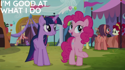 Size: 1280x720 | Tagged: safe, edit, edited screencap, editor:quoterific, screencap, amethyst star, cherry berry, cherry jubilee, full steam, lonely hearts, northern song, parasol, pinkie pie, promontory, sparkler, twilight sparkle, alicorn, pony, g4, party pooped, george harrison, paul mccartney, ponified, twilight sparkle (alicorn)