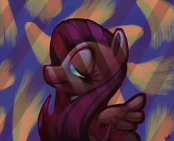 Size: 4200x3411 | Tagged: safe, artist:docwario, fluttershy, pegasus, pony, g4, abstract background, bust, female, fluttober, lidded eyes, mare, profile, solo