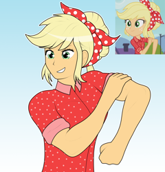 Size: 2098x2188 | Tagged: safe, artist:cyanrobo, screencap, applejack, human, equestria girls, five to nine, g4, my little pony equestria girls: better together, clothes, high res, rosie the riveter, scene interpretation, screencap reference