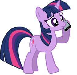 Size: 1000x980 | Tagged: safe, artist:ponysalute, twilight sparkle, pony, unicorn, g4, cellphone, female, hoof hold, mare, phone, simple background, smartphone, solo, transparent background, unicorn twilight, vector