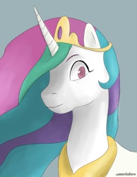 Size: 527x680 | Tagged: safe, artist:canterlothero, princess celestia, alicorn, pony, g4, bust, female, looking at you, mare, solo