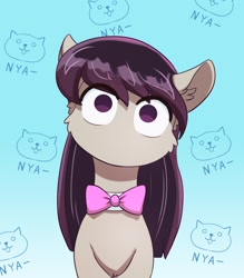 Size: 1342x1530 | Tagged: safe, artist:alcor, octavia melody, earth pony, pony, g4, anime reference, bowtie, cute, komi can't communicate, komi-san, no mouth, no nose, nya, simple background, solo, tavi can't communicate, tavibetes