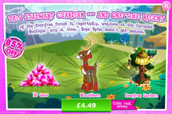 Size: 1958x1297 | Tagged: safe, gameloft, idw, blackthorn, deer, g4, my little pony: magic princess, advertisement, antlers, armor, bush, costs real money, english, flower, gem, guard, horns, idw showified, introduction card, lantern, male, numbers, sale, solo, stag, text, tree