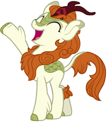Size: 7000x8000 | Tagged: safe, artist:tardifice, autumn blaze, kirin, g4, sounds of silence, ^^, a kirin tale, absurd resolution, eyes closed, female, open mouth, raised hoof, simple background, singing, solo, transparent background, vector