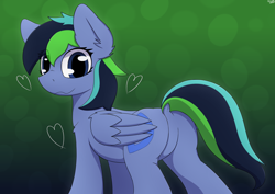 Size: 4092x2893 | Tagged: safe, artist:monycaalot, oc, oc only, oc:dark derp, pegasus, pony, art trade, butt, featureless crotch, female, flank, heart, looking at you, pegasus oc, plot, simple background, solo