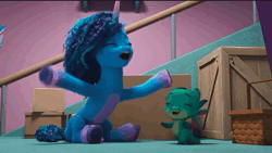 Size: 1280x724 | Tagged: safe, screencap, misty brightdawn, sparky sparkeroni, dragon, pony, unicorn, g5, have you seen this dragon?, my little pony: make your mark, my little pony: make your mark chapter 2, spoiler:g5, animated, basket, big no, box, crate, crystal brighthouse, female, fire, mare, panic, picnic basket, singing, sound, webm, yelling