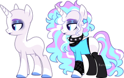 Size: 3378x2116 | Tagged: safe, artist:kurosawakuro, oc, pony, unicorn, base used, choker, clothes, colored hooves, ear piercing, earring, eyeshadow, female, fishnet clothing, high res, horn, jewelry, lipstick, magical lesbian spawn, makeup, mare, offspring, parent:fleur-de-lis, parent:rarity, parents:fleurity, piercing, shirt, simple background, solo, spiked choker, stockings, thigh highs, transparent background, unicorn oc