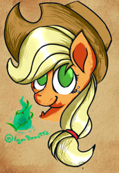 Size: 669x973 | Tagged: safe, artist:igorbanette, applejack, earth pony, pony, g4, bust, solo