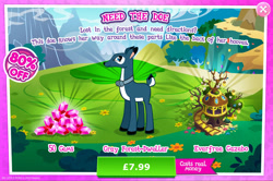 Size: 1961x1300 | Tagged: safe, gameloft, idw, pathfinder (g4), deer, g4, my little pony: magic princess, advertisement, bush, costs real money, doe, english, female, flower, gazebo, gem, idw showified, introduction card, lantern, numbers, sale, solo, text, tree