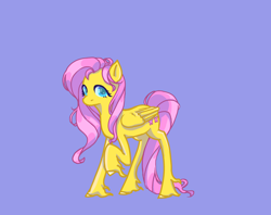 Size: 6300x5000 | Tagged: safe, artist:littleempressbee, fluttershy, pegasus, pony, g4, absurd resolution, blue background, colored pupils, raised hoof, simple background, solo, unshorn fetlocks