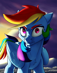 Size: 2500x3200 | Tagged: safe, artist:silverhopexiii, rainbow dash, pegasus, pony, g4, angry, cloud, disgusted, female, high res, look of disapproval, looking at you, mare, shrunken pupils, sky, solo