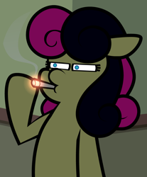 Size: 3150x3807 | Tagged: safe, artist:threetwotwo32232, bon bon, sweetie drops, earth pony, pony, g4, female, high res, mare, smoking, solo