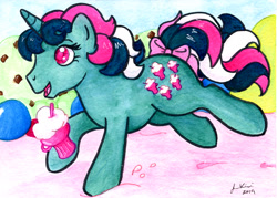 Size: 1021x731 | Tagged: safe, artist:jenkiwi, fizzy, pony, twinkle eyed pony, unicorn, g1, female, mare, solo, traditional art