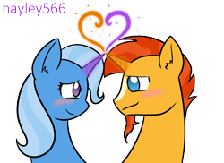 Size: 2267x1646 | Tagged: safe, artist:hayley566, sunburst, trixie, pony, unicorn, g4, duo, female, male, ship:trixburst, shipping, simple background, straight, transparent background