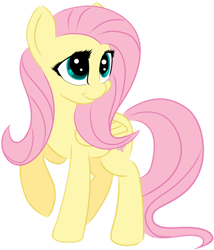 Size: 1024x1197 | Tagged: safe, artist:starsongdusk, fluttershy, pegasus, pony, g4, cute, female, folded wings, looking up, mare, raised hoof, shyabetes, simple background, smiling, solo, standing, three quarter view, transparent background, turned head, wings