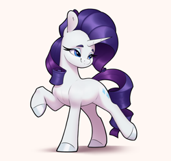 Size: 3370x3168 | Tagged: safe, artist:aquaticvibes, rarity, pony, unicorn, g4, female, high res, lidded eyes, mare, raised hoof, smiling, solo