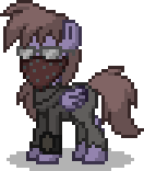 Size: 132x156 | Tagged: safe, oc, oc only, oc:crow bar, pegasus, pony, ashes town, fallout equestria, bandana, clothes, cool, glasses, male, pants, pegasus oc, pipbuck, pixel art, simple background, solo, stallion, tail, transparent background, wings