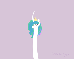 Size: 2000x1600 | Tagged: safe, artist:parallel black, princess celestia, alicorn, pony, series:celly sunday, g4, curved horn, digital art, female, horn, long neck, looking at you, princess necklestia, simple background, solo