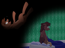 Size: 5098x3777 | Tagged: safe, artist:emc-blingds, oc, oc only, earth pony, pony, colt, earth pony oc, falling, female, foal, male, mare, nightmare, scared, sweat