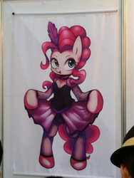 Size: 1000x1333 | Tagged: safe, artist:maren, pinkie pie, earth pony, pony, g4, 2014, bipedal, clothes, curtsey, digital art, dress, female, irl, mare, old art, open mouth, photo, saloon dress, saloon pinkie, solo, standing on two hooves