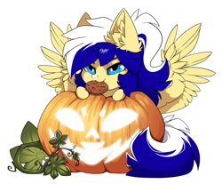 Size: 1500x1239 | Tagged: safe, alternate character, alternate version, artist:arctic-fox, part of a set, oc, oc only, oc:animatedpony, pegasus, pony, commission, cookie, food, mouth hold, pumpkin, simple background, solo, transparent background, ych result