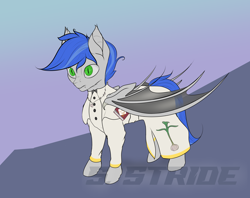 Size: 5978x4735 | Tagged: safe, artist:shade stride, oc, oc:shade stride, bat pony, pony, bat pony oc, bat wings, book, clothes, costume, halloween, halloween costume, priest, solo, standing, the garlic bible, wings