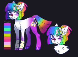 Size: 1300x950 | Tagged: safe, artist:pryanech, oc, oc only, pony, bandage, commission, multicolored hair, rainbow hair, reference sheet, solo