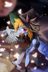 Size: 1765x2631 | Tagged: safe, artist:gale spark, oc, oc only, oc:gale spark, bird, pegasus, pony, clothes, hat, solo, witch hat
